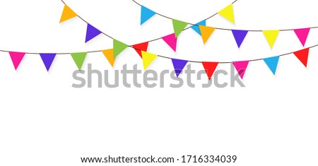 Colorful bunting and garland. Carnival garland with flags Imagine de stoc © 