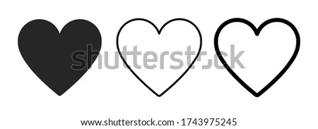 Heart icon in 3 types. Heart illustration. Imagine de stoc © 
