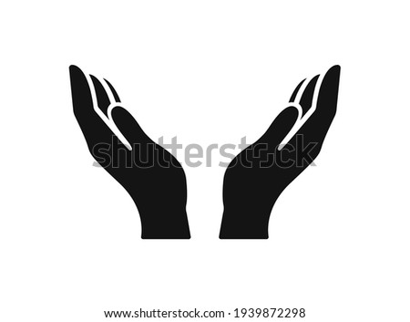 Vector protecting hands icon. Cupped hands