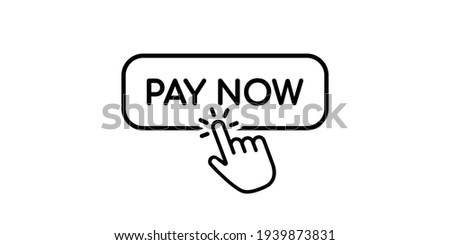 Pay now icon in flat style and hand cursor