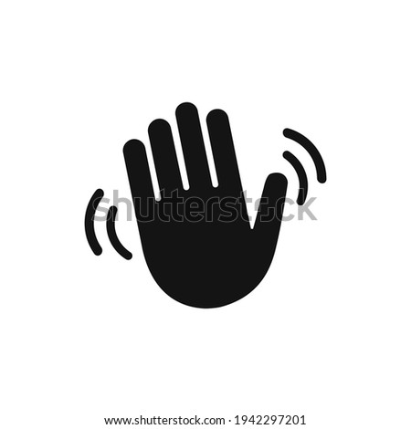 Hand wave waving hi or hello vector icon