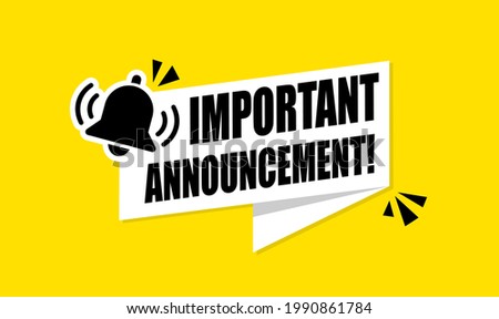 Megaphone with Important Announcement. Vector flat