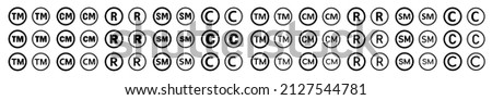 Registered trademark logo. Smart mark and trademark right and license vector icon set