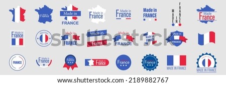 Set of badge logotype Made in France