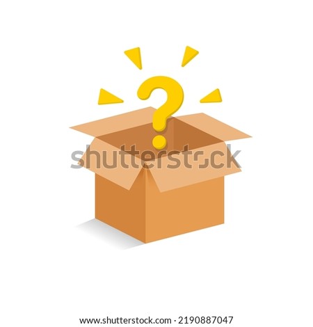 Opened cardboard box with a question mark icon