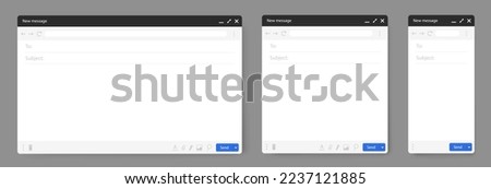 Set of email interface. Template of browser window illustration