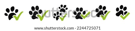 Paw footprint with a green tick approved