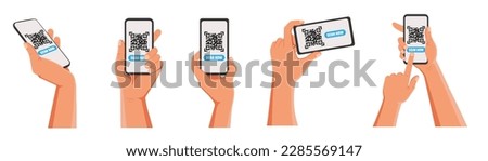 QR code scan to smartphone. Qr code for payment. Mobile phone scanning QR-code. Vector illustration.