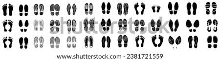 Different human footprints icon. Vector illustration