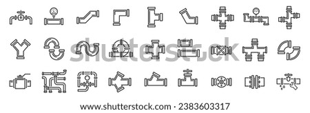 Water, oil or gas M3 pipeline with fittings and valves. Pipeline open, close. Pipe fitting symbol.