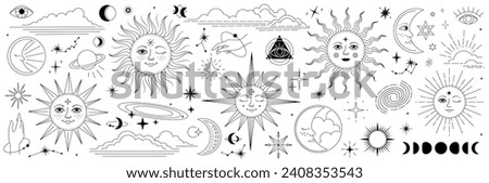 Set of constellations and esoteric symbols. Alchemy mystical magic elements for prints, posters