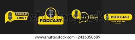 Podcast icon, logo design vector