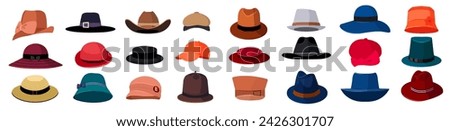 Hat icons different hats. Vector illustration.