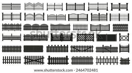 Fence icons set. Gate and Fence vector icon set