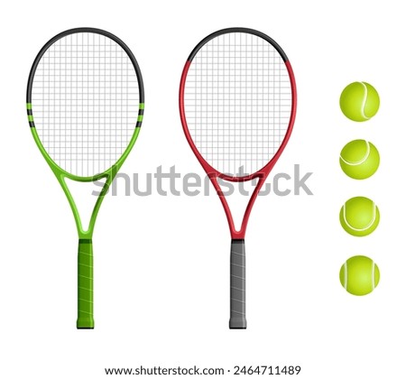 Tennis rackets vector icon set