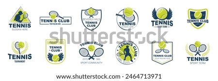 Tennis logo template, Active sport and tennis tournament set