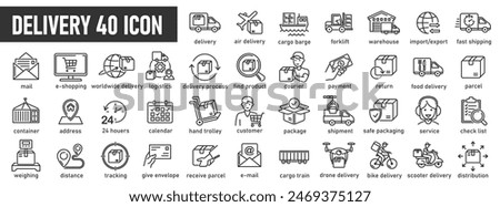 Delivery, shipping and logistics line web icon