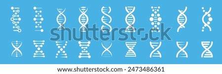 Set of DNA icons. Life gene model bio