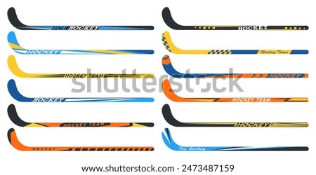 Ice hockey stick and rubber puck