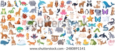 Big Set of animal cartoon vectors set