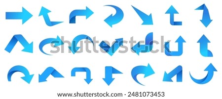 Set of blue arrow icons, pointing up, down, left and right icon