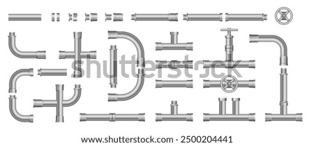 Metallic pipes, plumbing fittings. Oil refinery industry pipeline