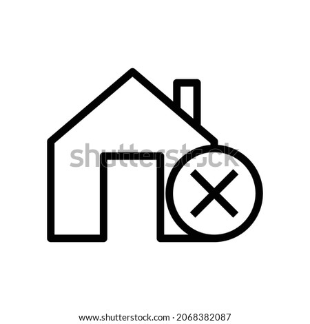 Icon of house with X mark vector design
