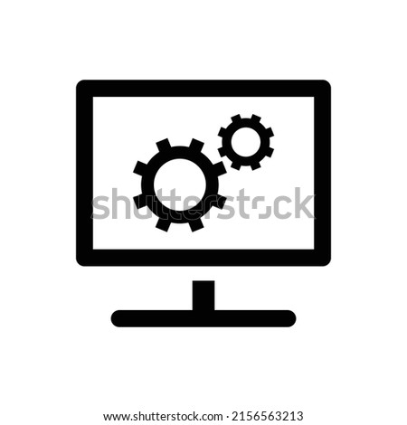Monitor screen with gear icon flat design