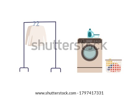 Vector illustration of a laundry machine. Concept for laundry, housework. Isolated graphic.