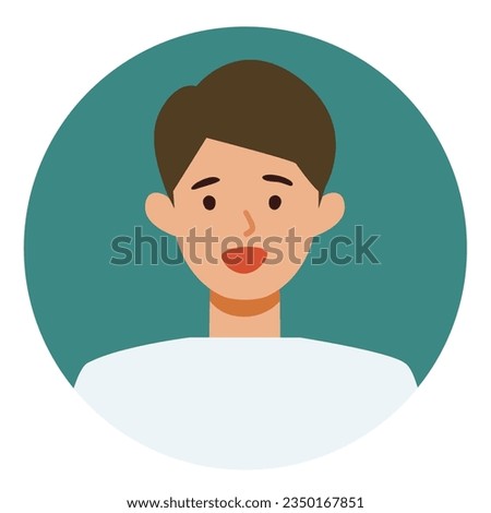 Man cartoon character. People face profiles avatars and icons. Close up image of smiling man. Vector flat illustration.