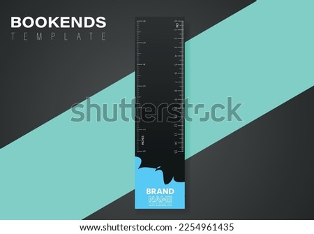 Vertical vector bookmarks design template with ruller and logo space. Inch and cm ruller on bookmarks design template.