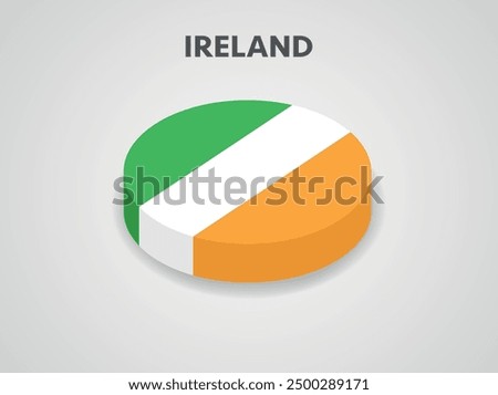 3D Isometric Flag of Ireland - Vector Illustration