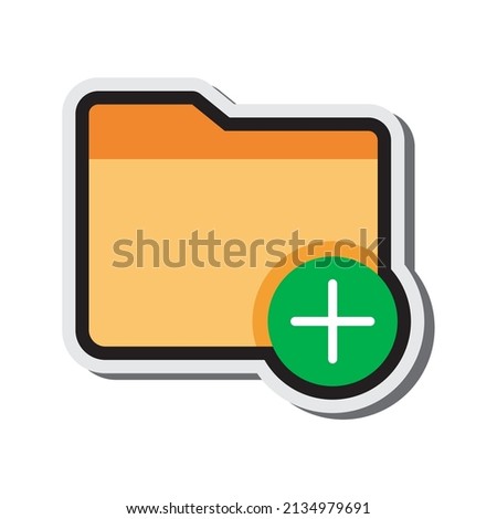 vector illustration of sticker icon for user add Folder
