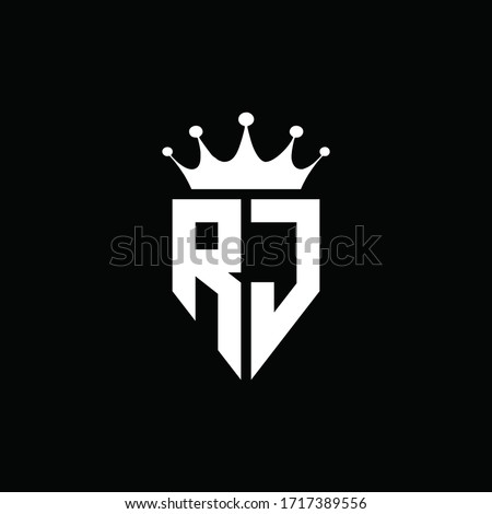 RJ logo monogram emblem style with crown shape design template