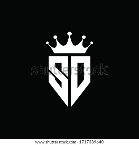 SD logo monogram emblem style with crown shape design template