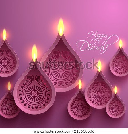 Vector Paper Diwali Diya (Oil Lamp).