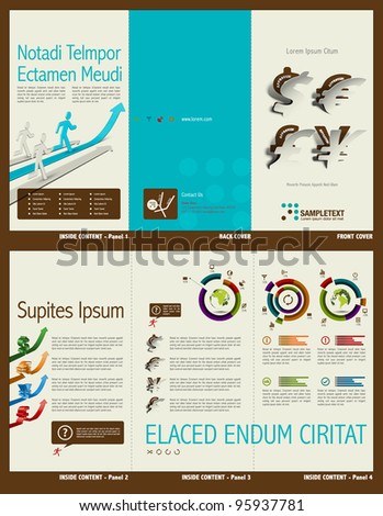 Tri-fold Financial Theme Brochure Layout with Info-graphic Design Template