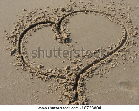 heart drawing on the sand