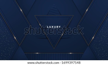 Abstract royal blue luxury background with golden royal shiny borders. Vector geometric illustration, elegant seamless pattern. Used for premium royal party. Luxury poster BG template and decoration.