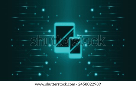 Green Tech Circuit Abstract Background with Mobile Device.