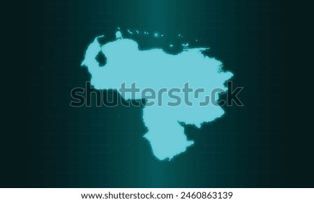 Venezuela Map with Green Circuit Technology Style.