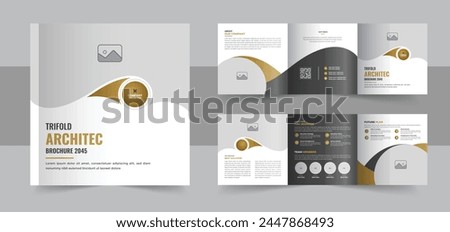 Architecture square trifold brochure template design, Construction and renovation square trifold or corporate square tri fold brochure template. business square trifold brochure template design layout