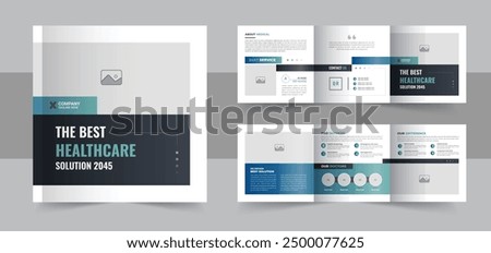 Medical, hospital square trifold brochure template or Medical clinic healthcare trifold brochure design for checkup, treatment. Medical and health care Modern Square Trifold