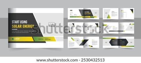 Creative solar energy company profile brochure design, Green Energy landscape brochure template. solar power or solar energy landscape brochure design template