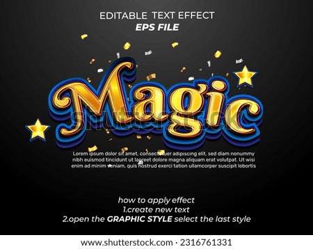 magic text effect, font editable, typography, 3d text. vector template