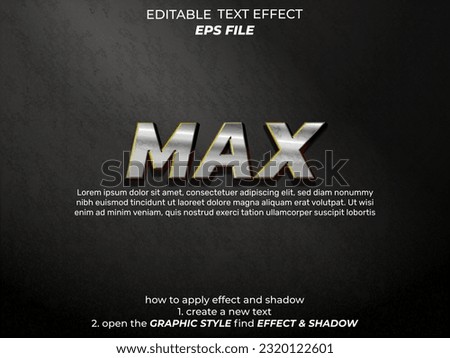 max text effect, font editable, typography, 3d text. vector template