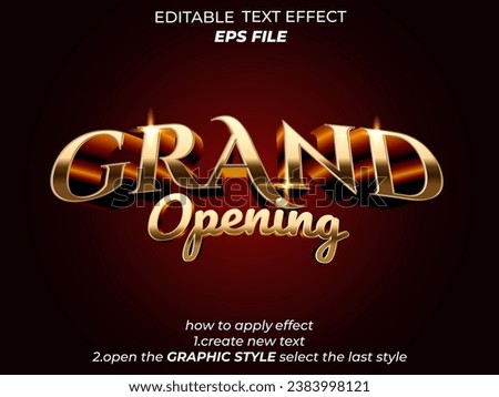 grand opening text effect, font editable, typography, 3d text. vector template