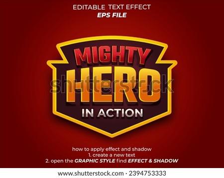 mighty hero text effect, font editable, typography, 3d text for medieval fantasy rpg games. vector template