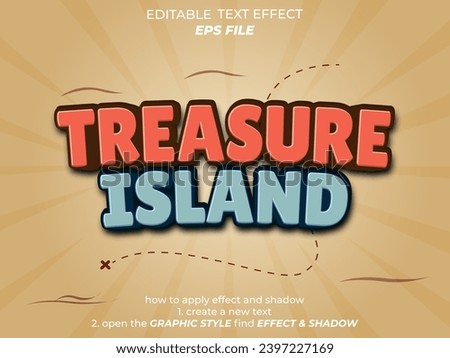 treasure island text effect, font editable, typography, 3d text for games. vector template