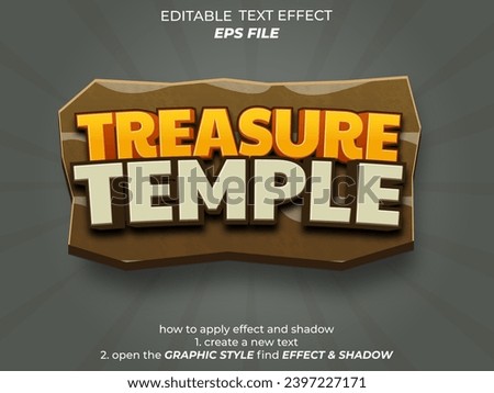 treasure temple text effect, font editable, typography, 3d text for games. vector template